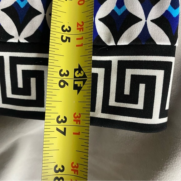 White House|Black Market Dress Womans Medium Collard Chain V Neck Geometric Blue - Picture 7 of 9